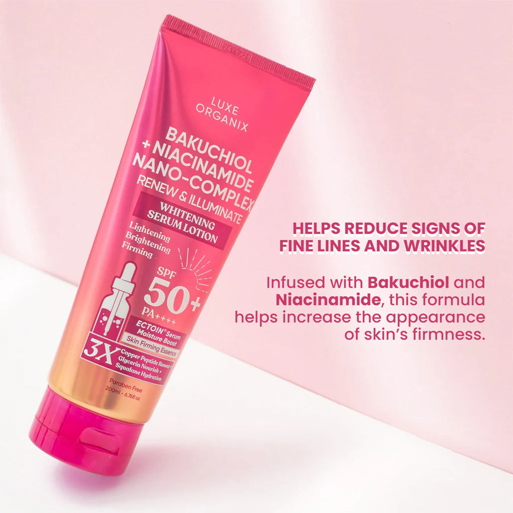 Luxe Organix Bakuchiol + Niacinamide Nano-Complex Serum Lotion SPF 50 200ml