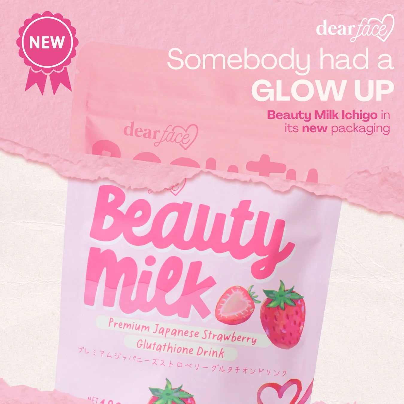 Dear Face Beauty Milk Strawberry Glutathione Drink