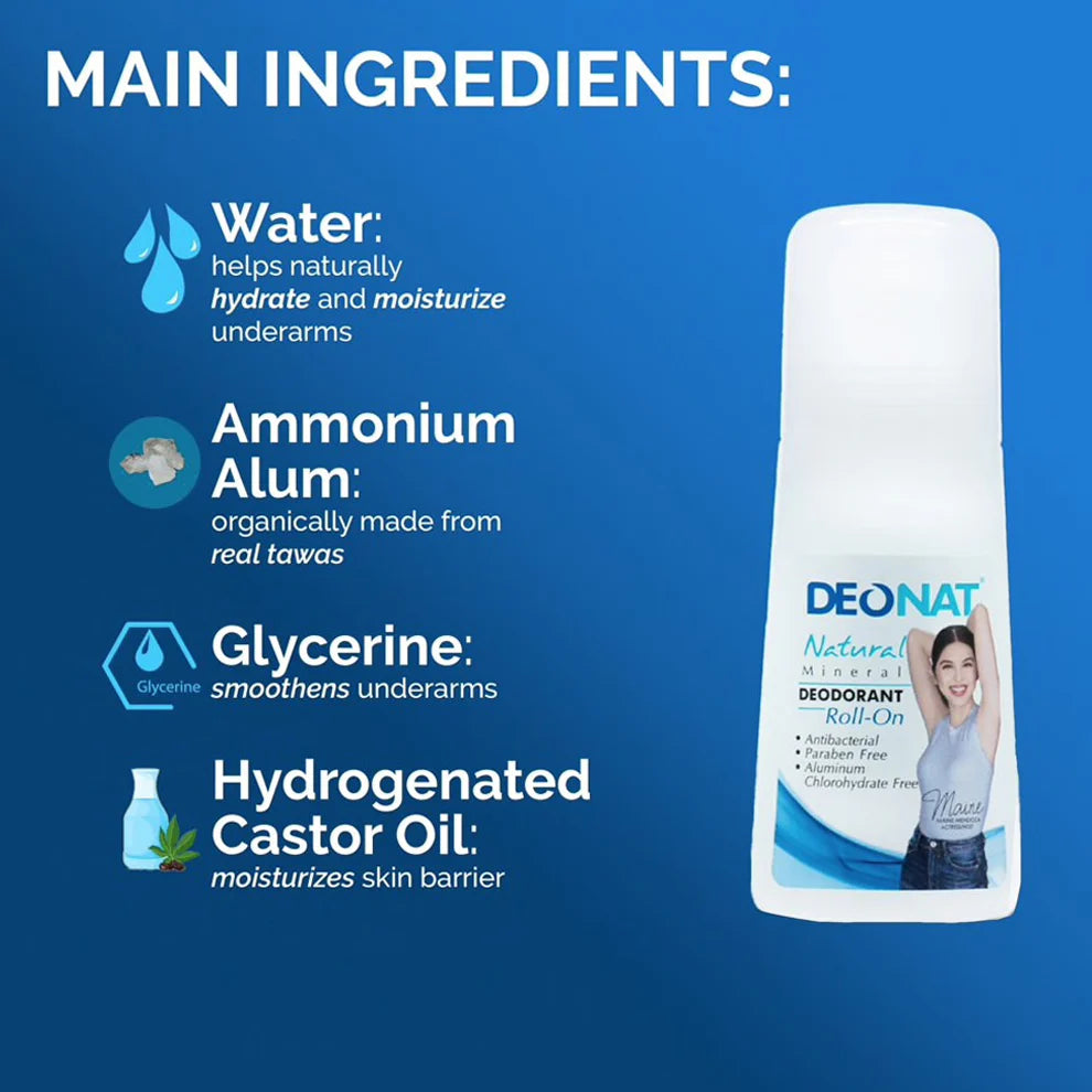 Deonat Natural Mineral Deodorant Roll On 65ml