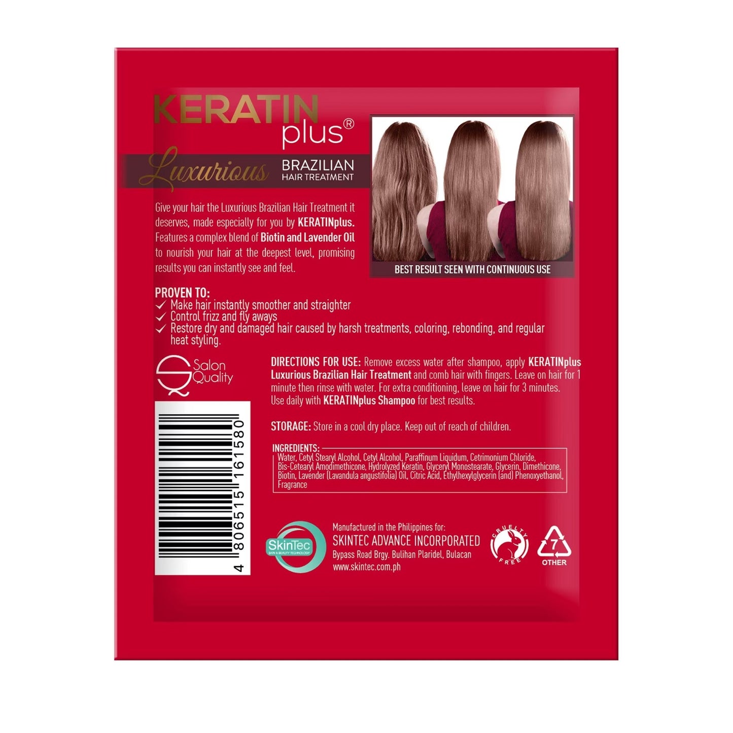 KERATIN PLUS
Luxurious Brazilian Hair Treatment 20G 12S