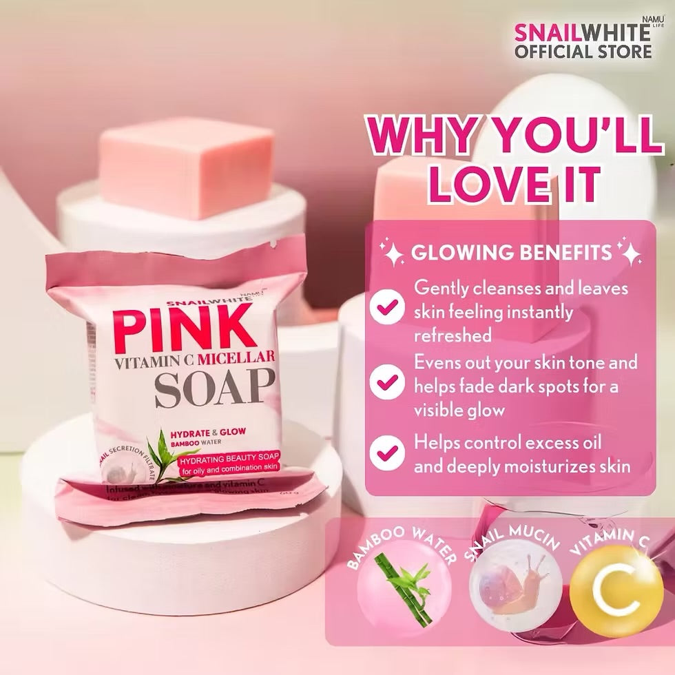 SNAIL WHITE Pink Vitamin C Micelar Soap