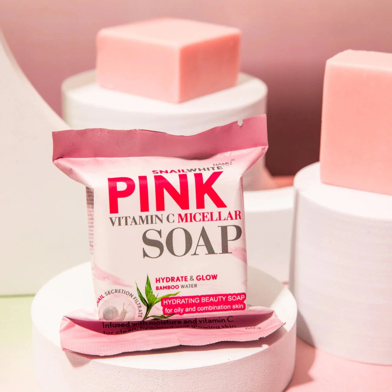 SNAIL WHITE Pink Vitamin C Micelar Soap