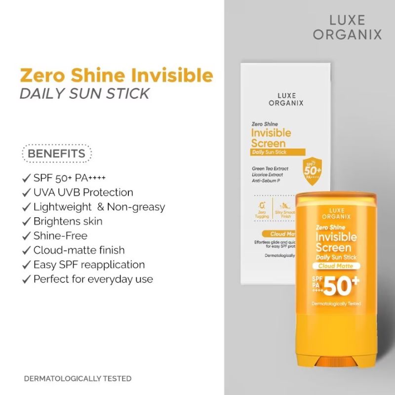 Luxe Organix Zero Shine Invisible Screen Daily Sun Stick SPF 50+ PA++++