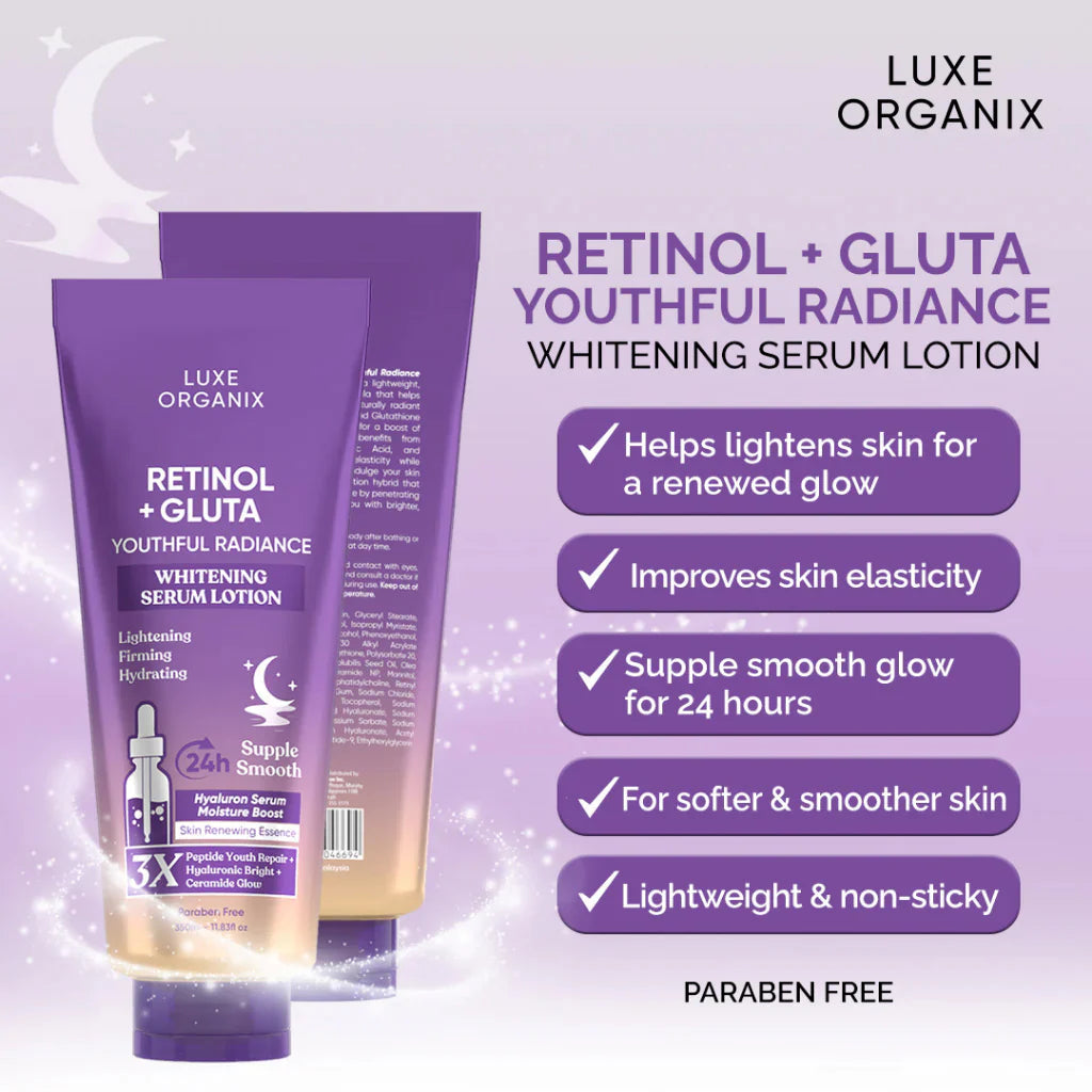 Luxe Organix Retinol + Gluta Whitening Serum Lotion 350ml
