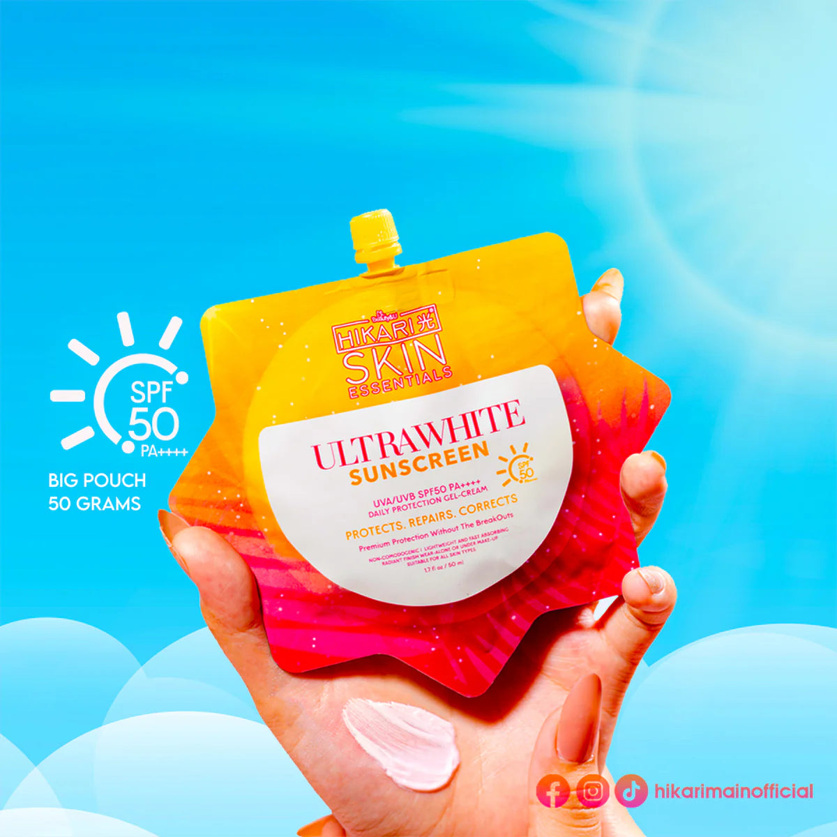 Beauty&U Hikari Skin Essentials Ultrawhite Sunscreen SPF50 PA++++ 50ml