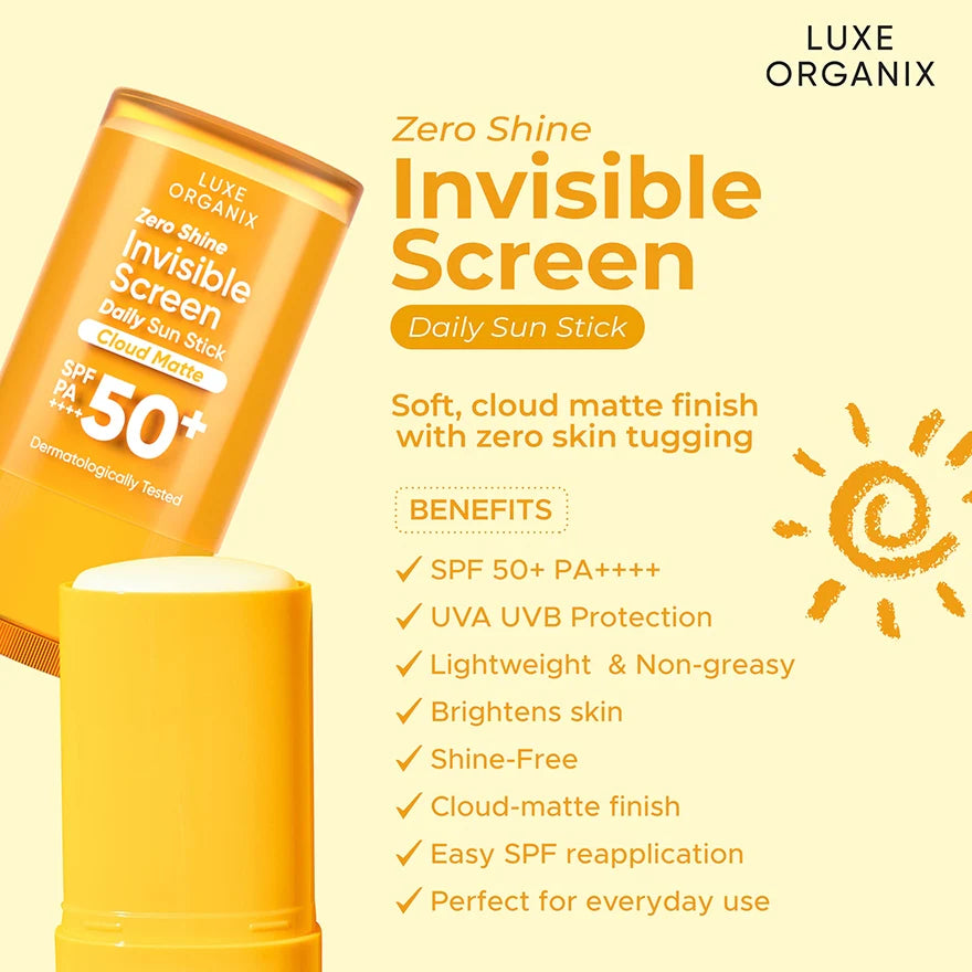 Luxe Organix Zero Shine Invisible Screen Daily Sun Stick SPF 50+ PA++++