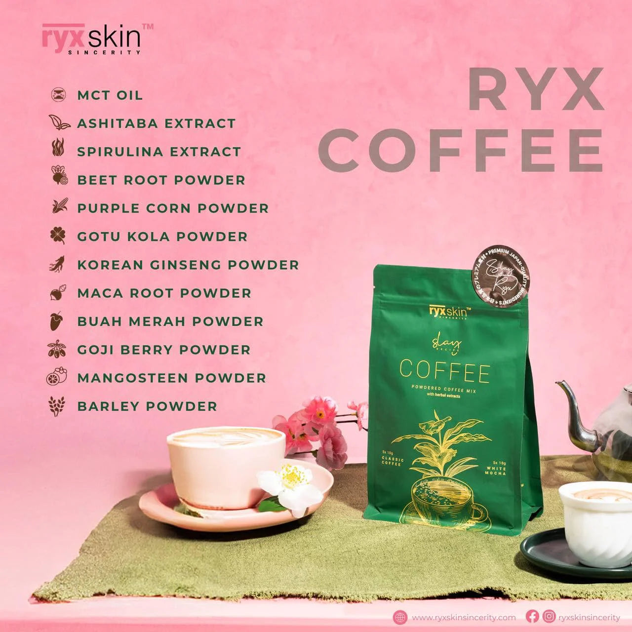 Ryx Skin Powdered Coffee Mix with Herbal Extracts