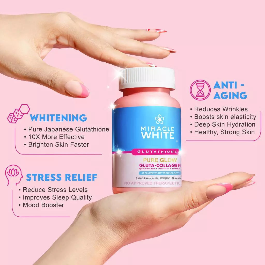 Miracle White, Gluthatione PURE GLOW 30Capsules