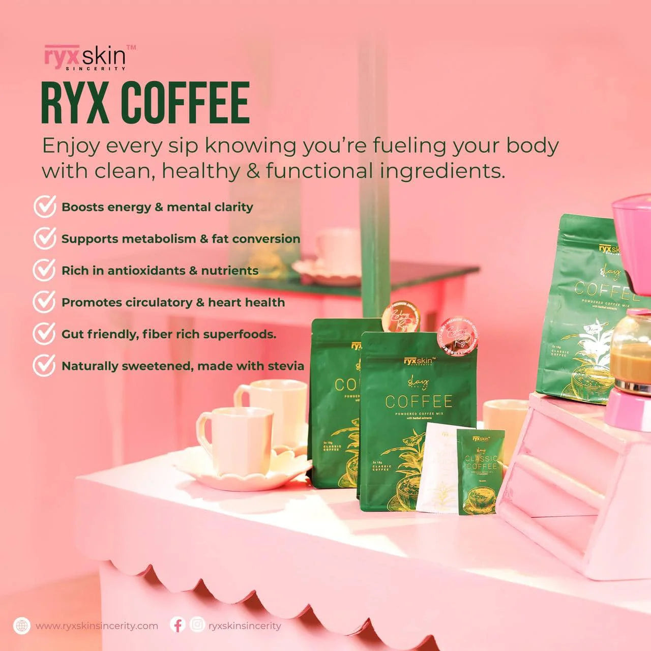 Ryx Skin Powdered Coffee Mix with Herbal Extracts