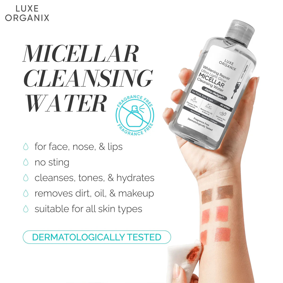 Luxe Organix Whitening Repair Ultra Light Glow Micellar Cleansing Beauty Water 300mL