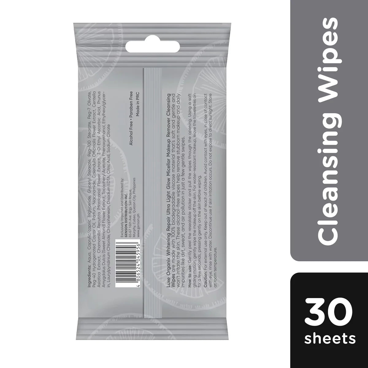 Luxe Organix Whitening Repair Ultra Light Glow Micellar Makeup Remover Cleansing Wipes 30s
