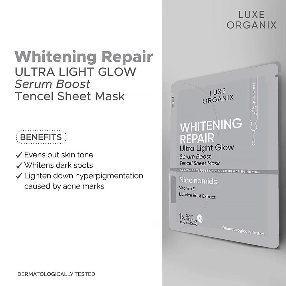 Luxe Organix Whitening Repair Serum Boost Sheet Mask