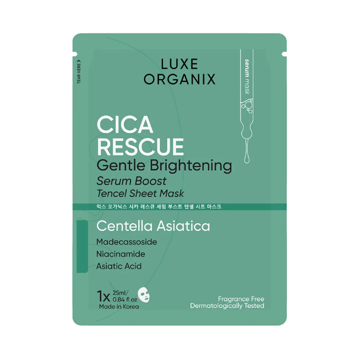 Luxe Organix Cica Brightening Repair Serum Boost Sheet Mask