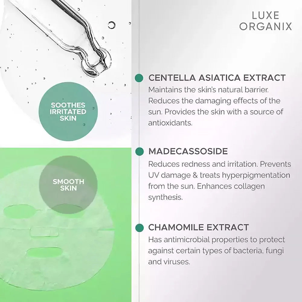 Luxe Organix Cica Brightening Repair Serum Boost Sheet Mask