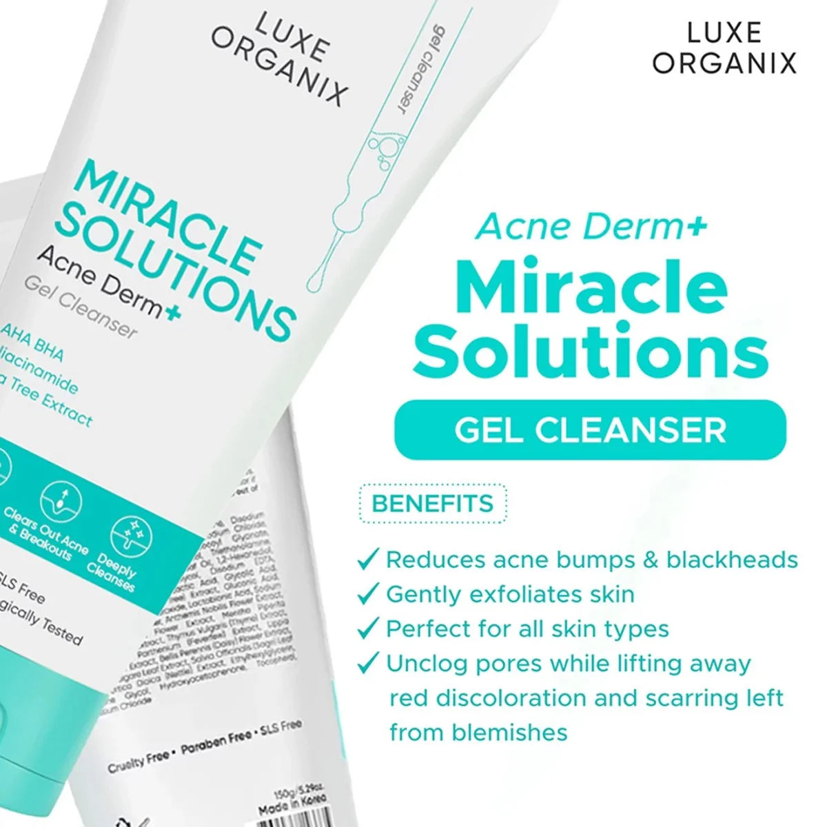 Luxe Organix Miracle Solutions Acne Derm+ Gel Cleanser