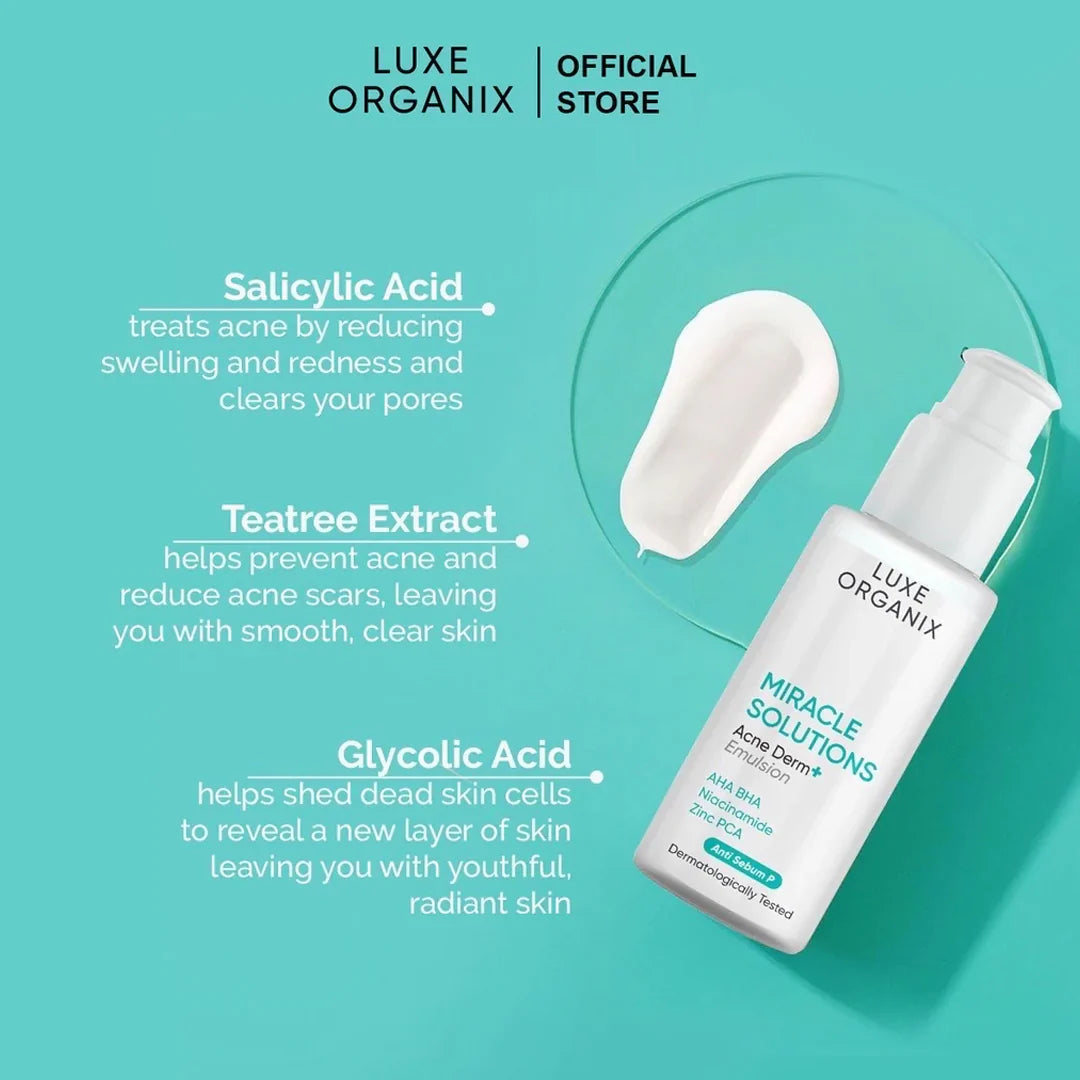 Luxe Organix Miracle Solutions AHA/BHA Acne Derm+ Emulsion