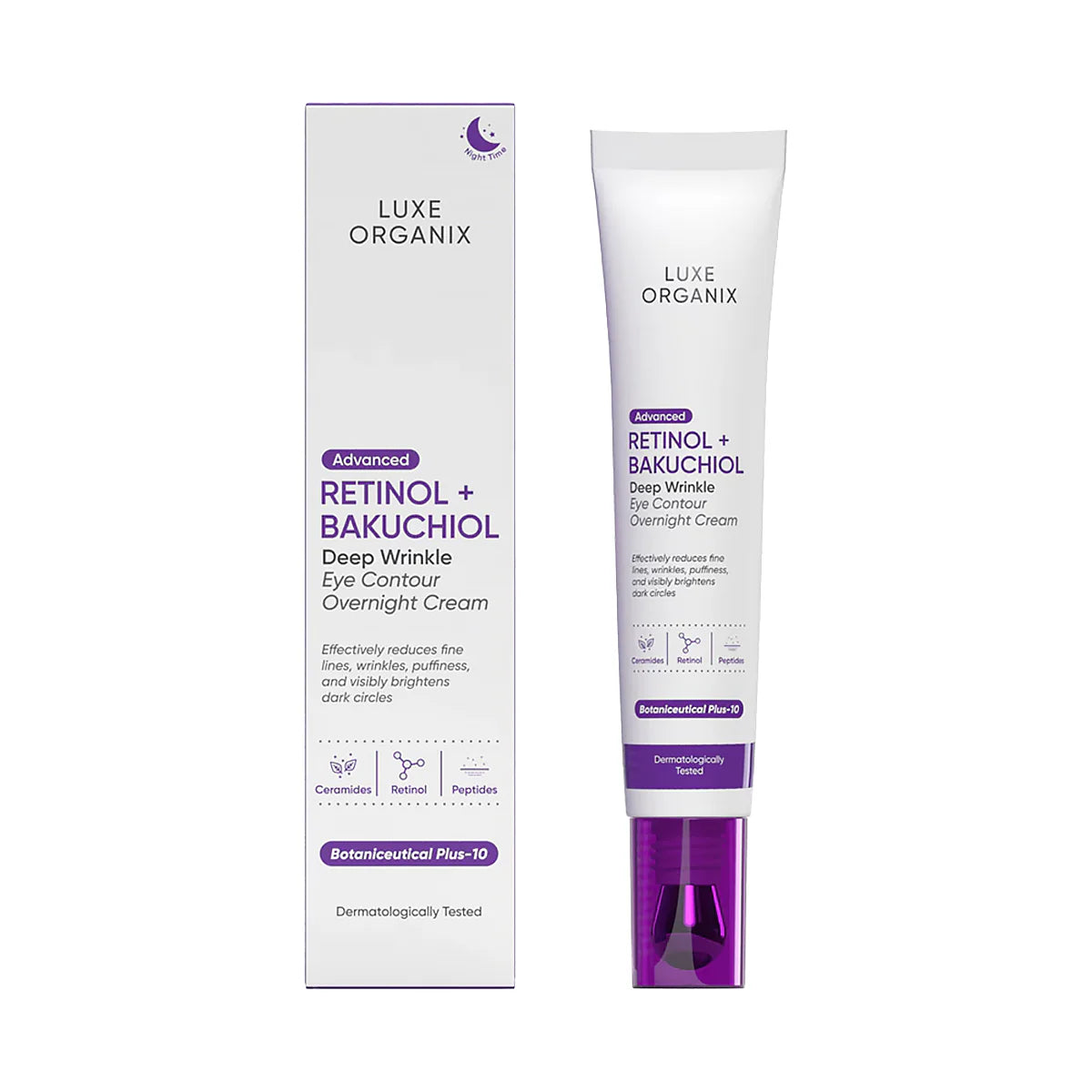 Luxe Organix Advanced Retinol + Bakuchiol Deep Wrinkle Eye Contour Overnight Cream 12g