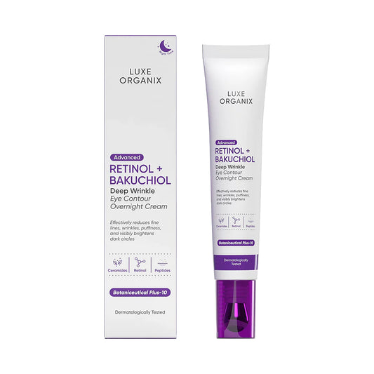 Luxe Organix Advanced Retinol + Bakuchiol Deep Wrinkle Eye Contour Overnight Cream 12g