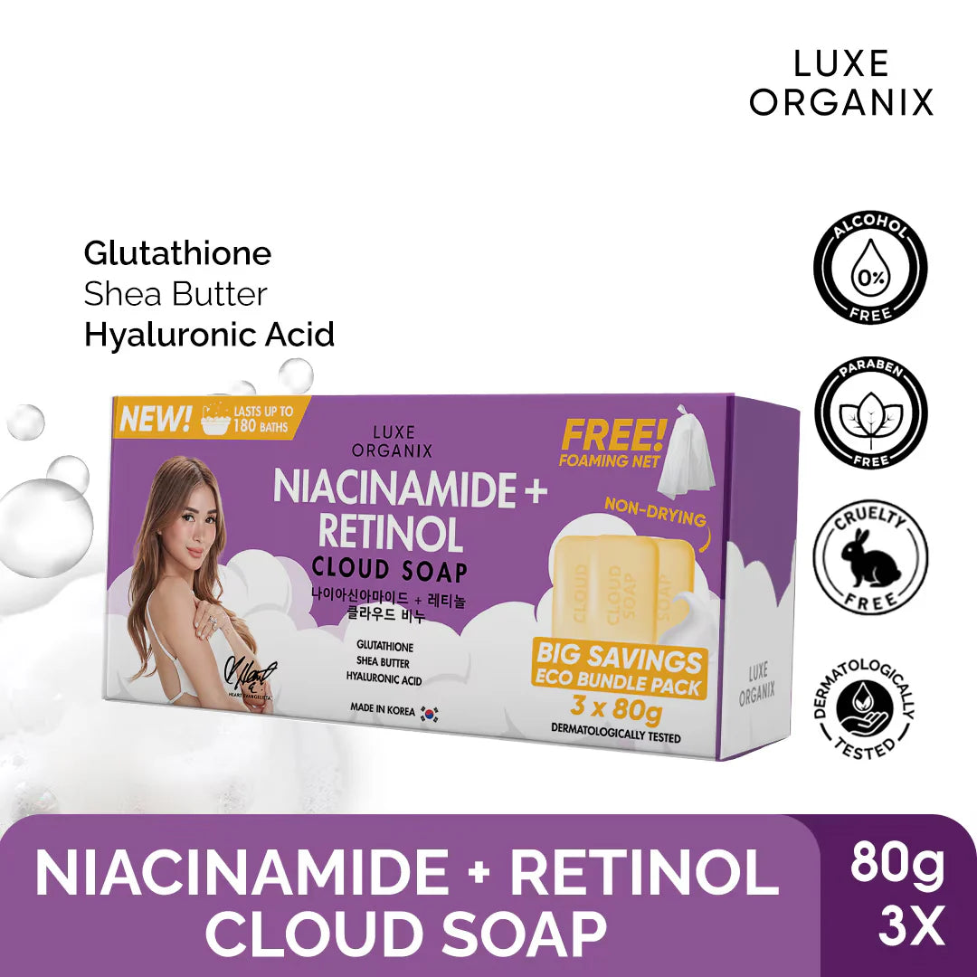 Luxe Organix Niacinamide + Retinol Cloud Soap 3 x 80g