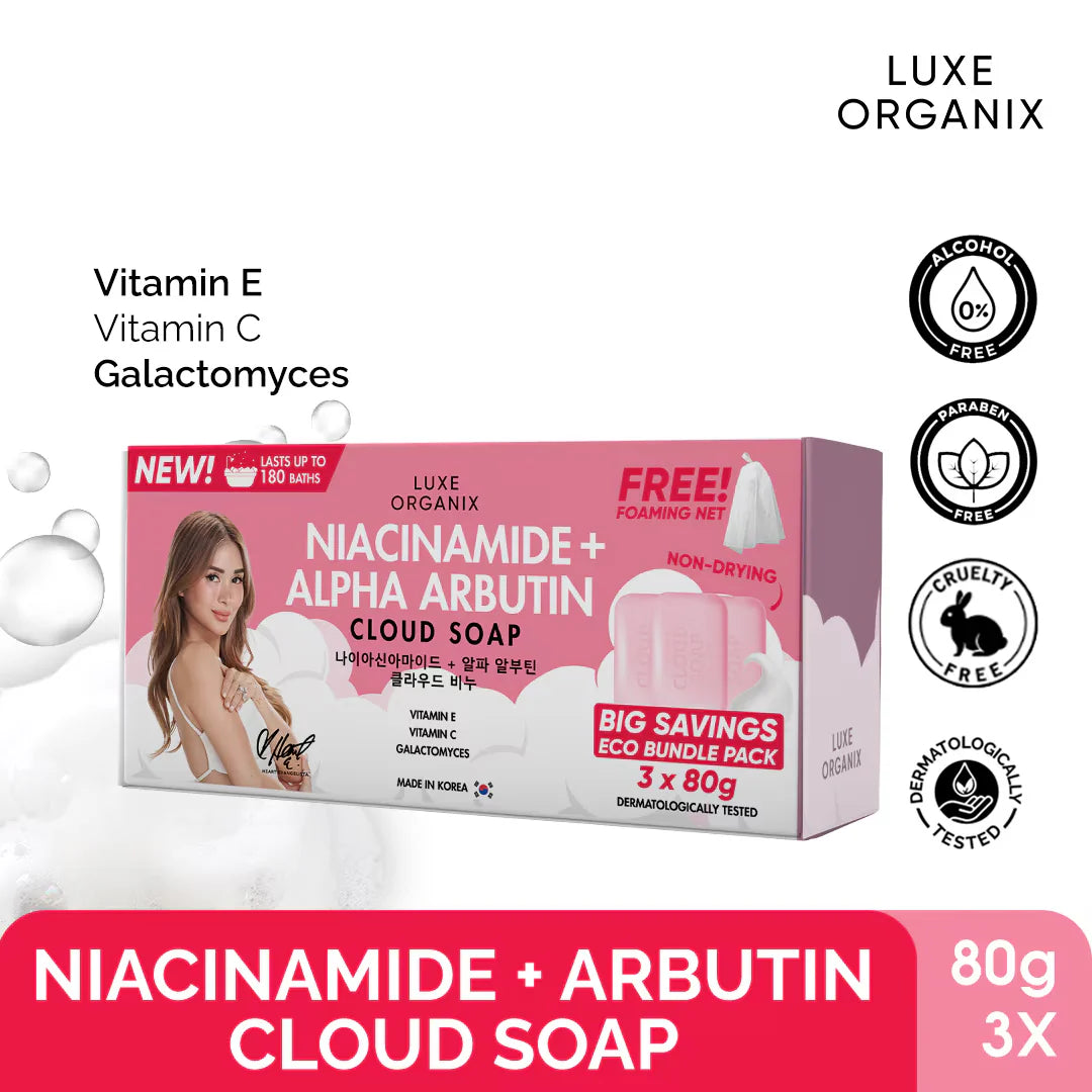 Luxe Organix Niacinamide + Alpha Arbutin Cloud Soap 3 x 80g