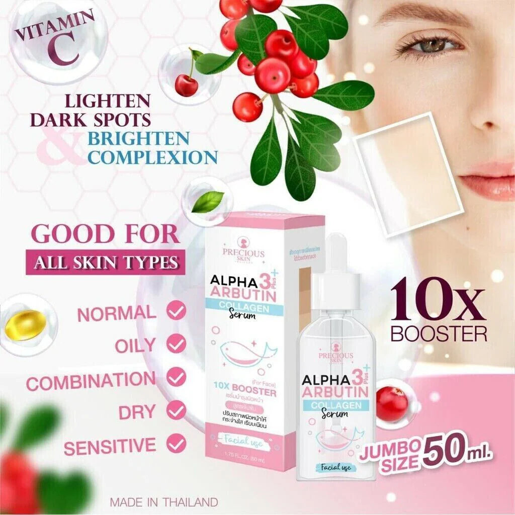 Alpha Arbutin 3+ Plus Collagen Whitening Facial Serum by Precious Skin Thailand 50ml