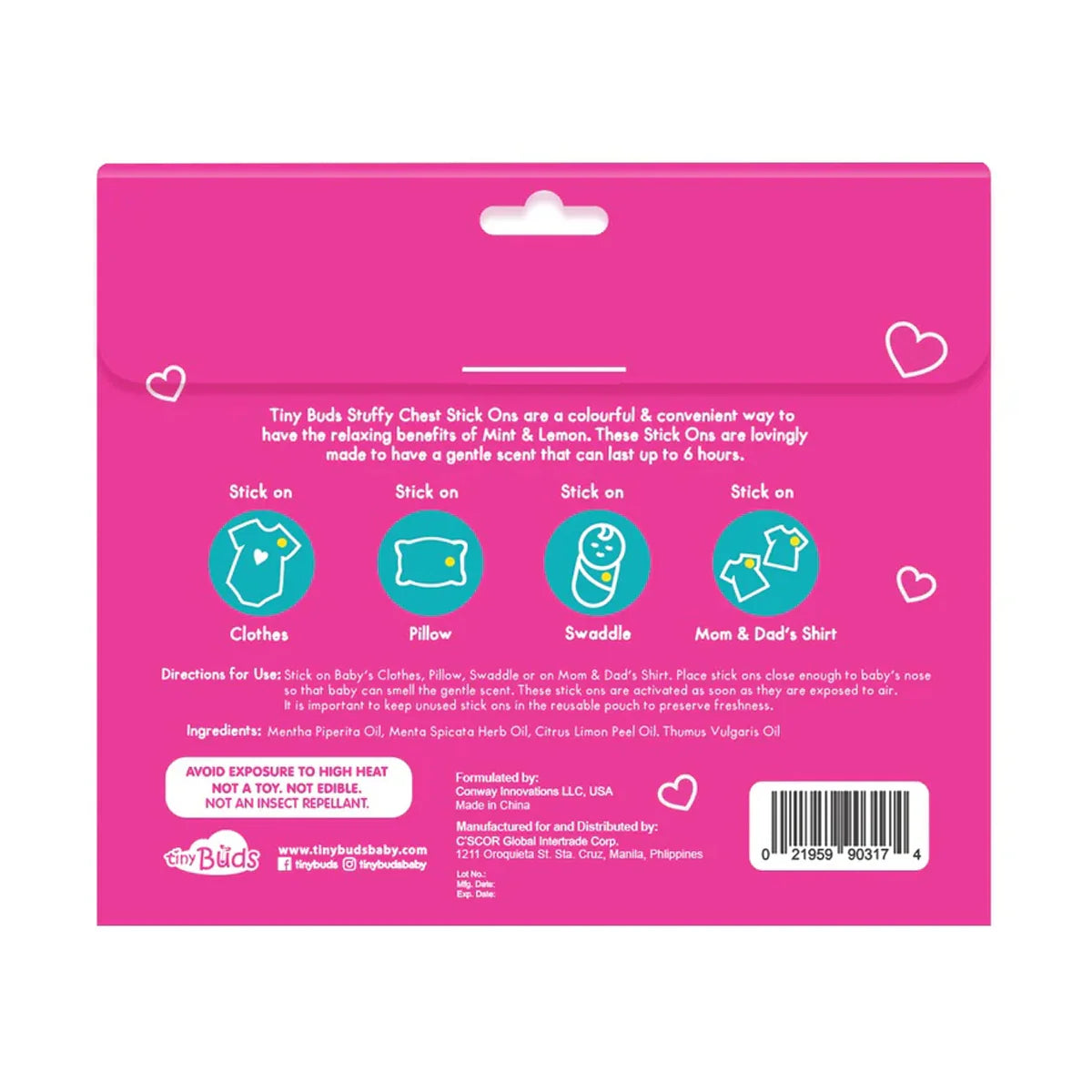Tiny Buds Stuffy Chest Stick Ons (12 Stickers)