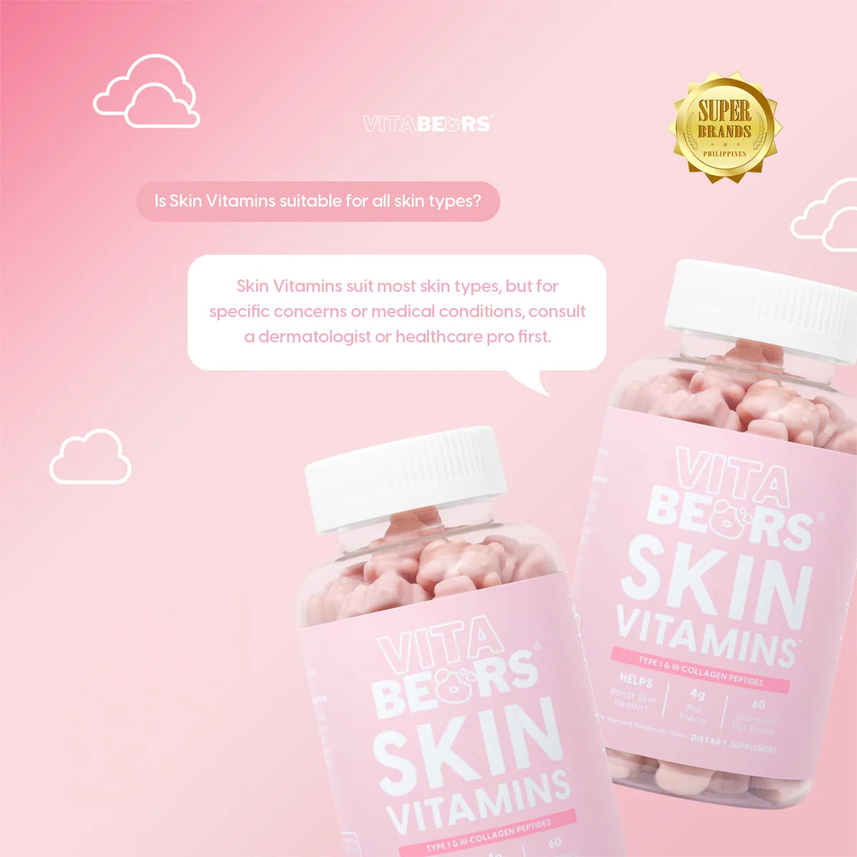 Vitabears Skin Vitamins 60 Gummies