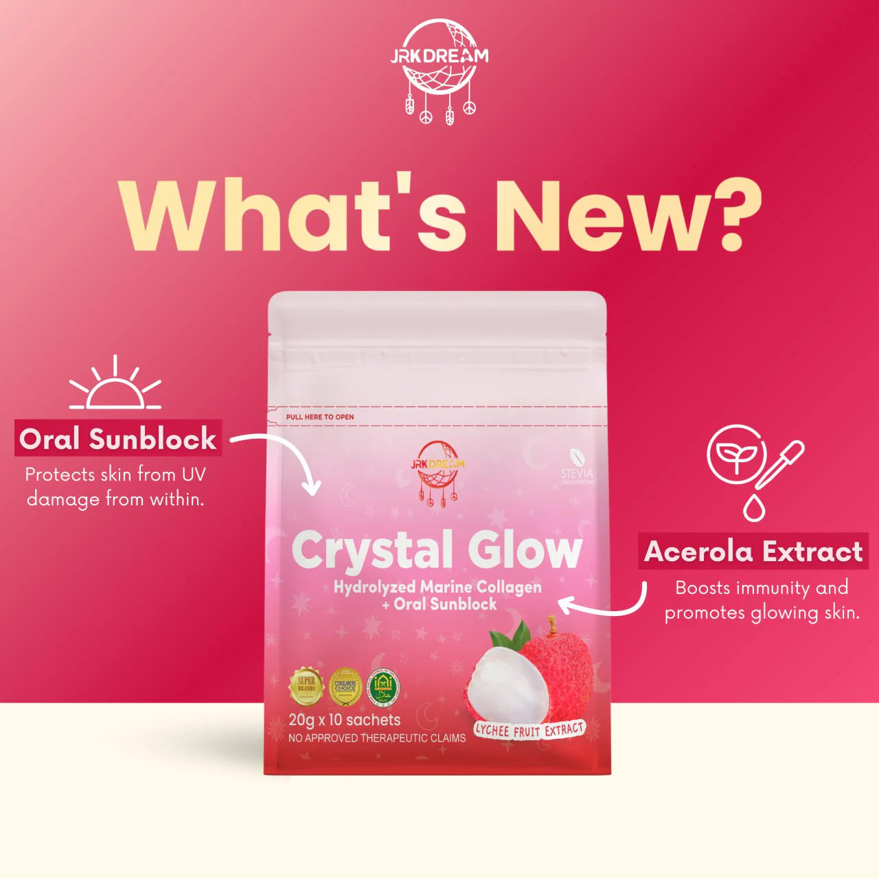 Crystal Glow Lychee - Collagen Drink 10 sachets