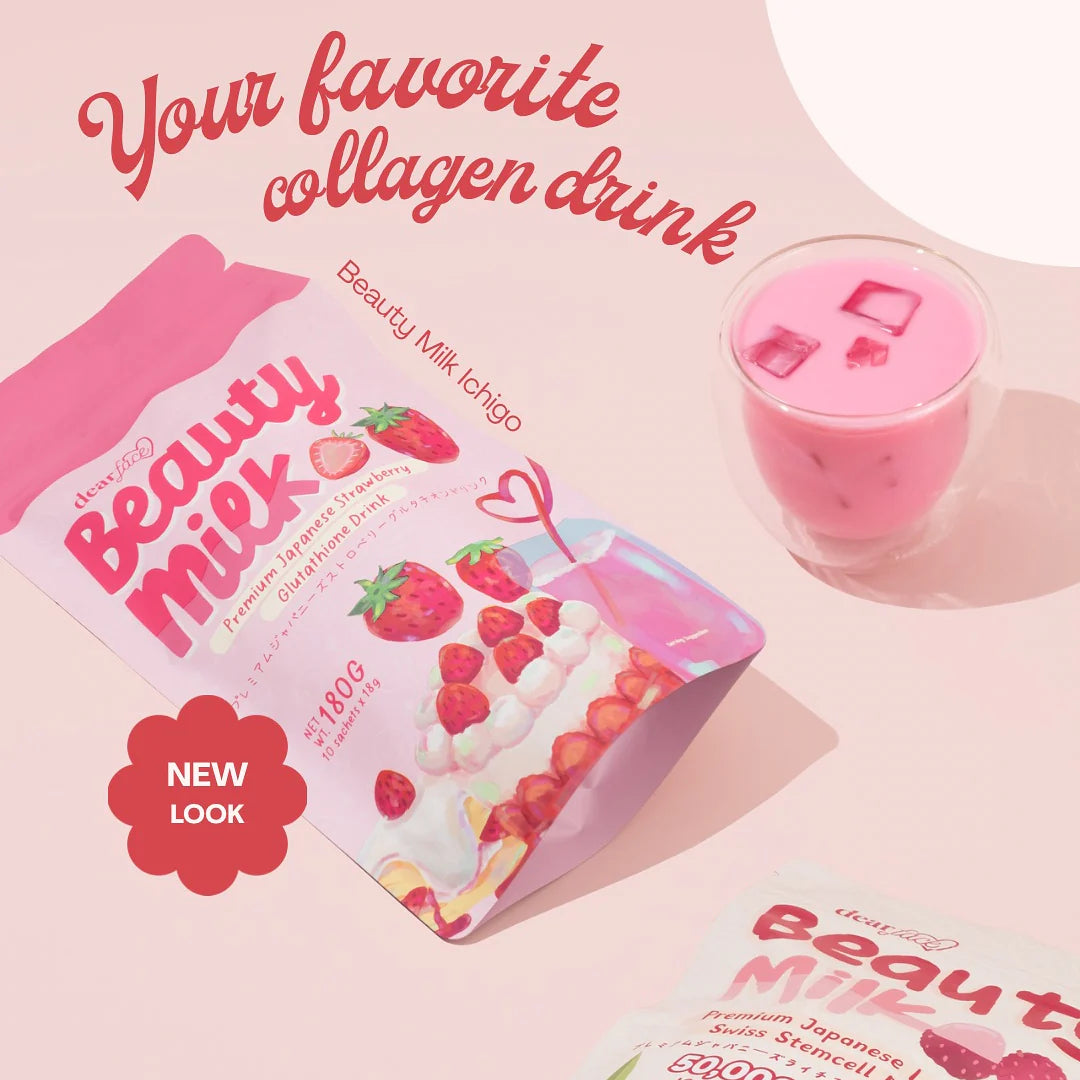 Dear Face Beauty Milk Strawberry Glutathione Drink (Bundle of 6)