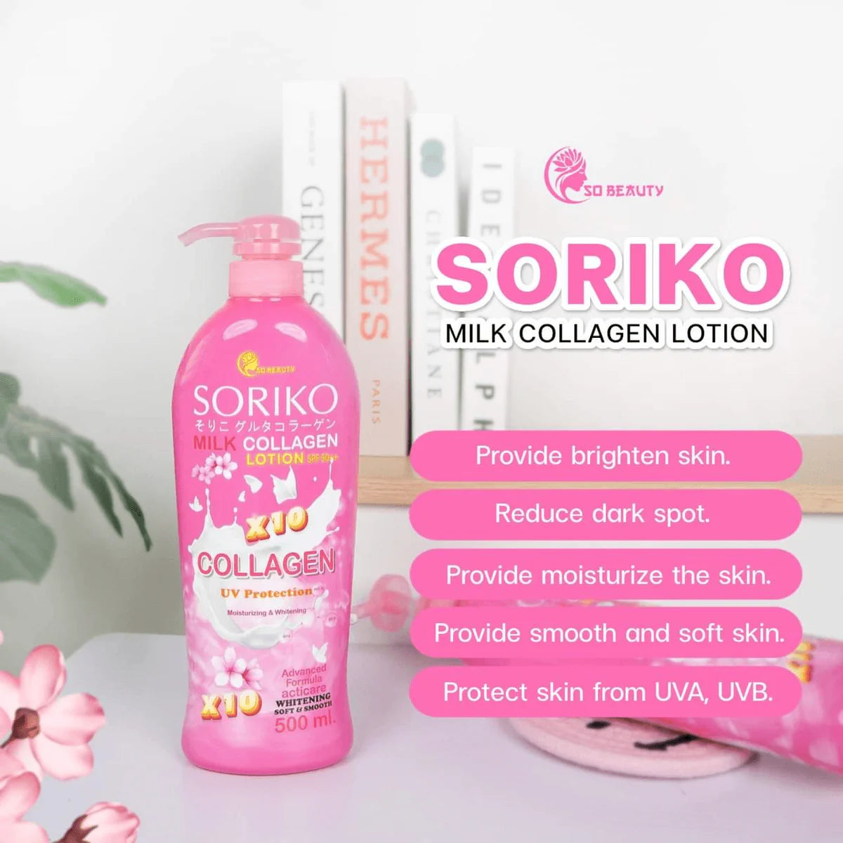 Soriko Milk Collagen Body Lotion with SPF 50 PA+++ (500ml)