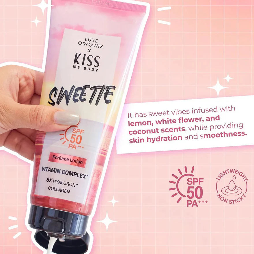 Luxe Organix X Kiss My Body Sweetie Perfume Lotion SPF 50 PA+++ – 200g