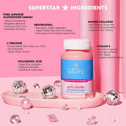 Miracle White, Gluthatione PURE GLOW 30Capsules