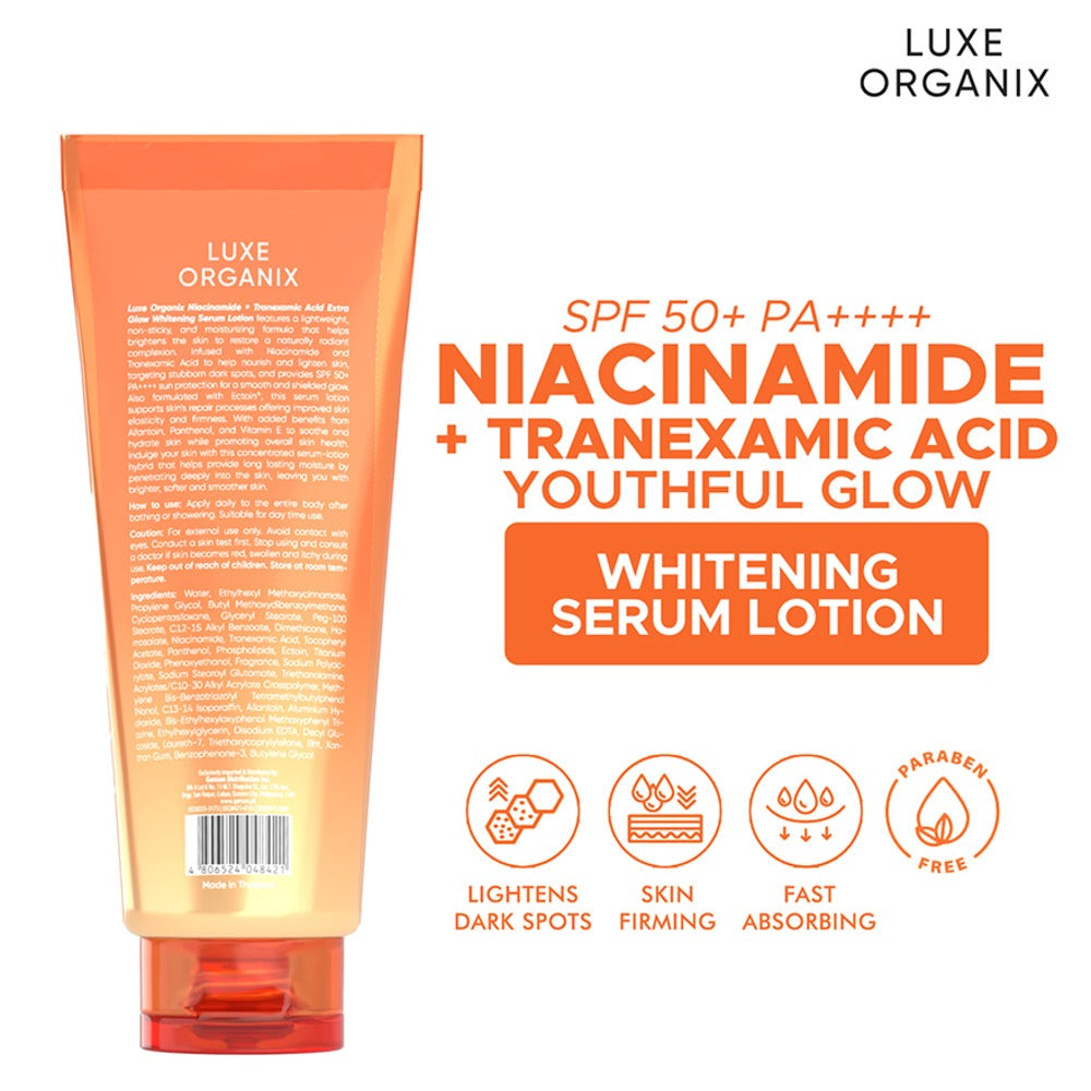 Luxe Organix Niacinamide + Tranexamic Acid Youthful Glow Whitening Serum Lotion Spf 50 Pa++++ 200Ml