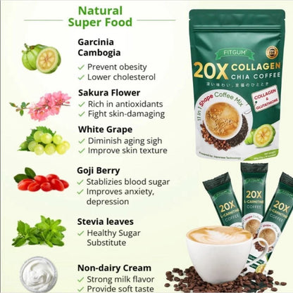 Fitgum Collagen Chia Coffee Mix