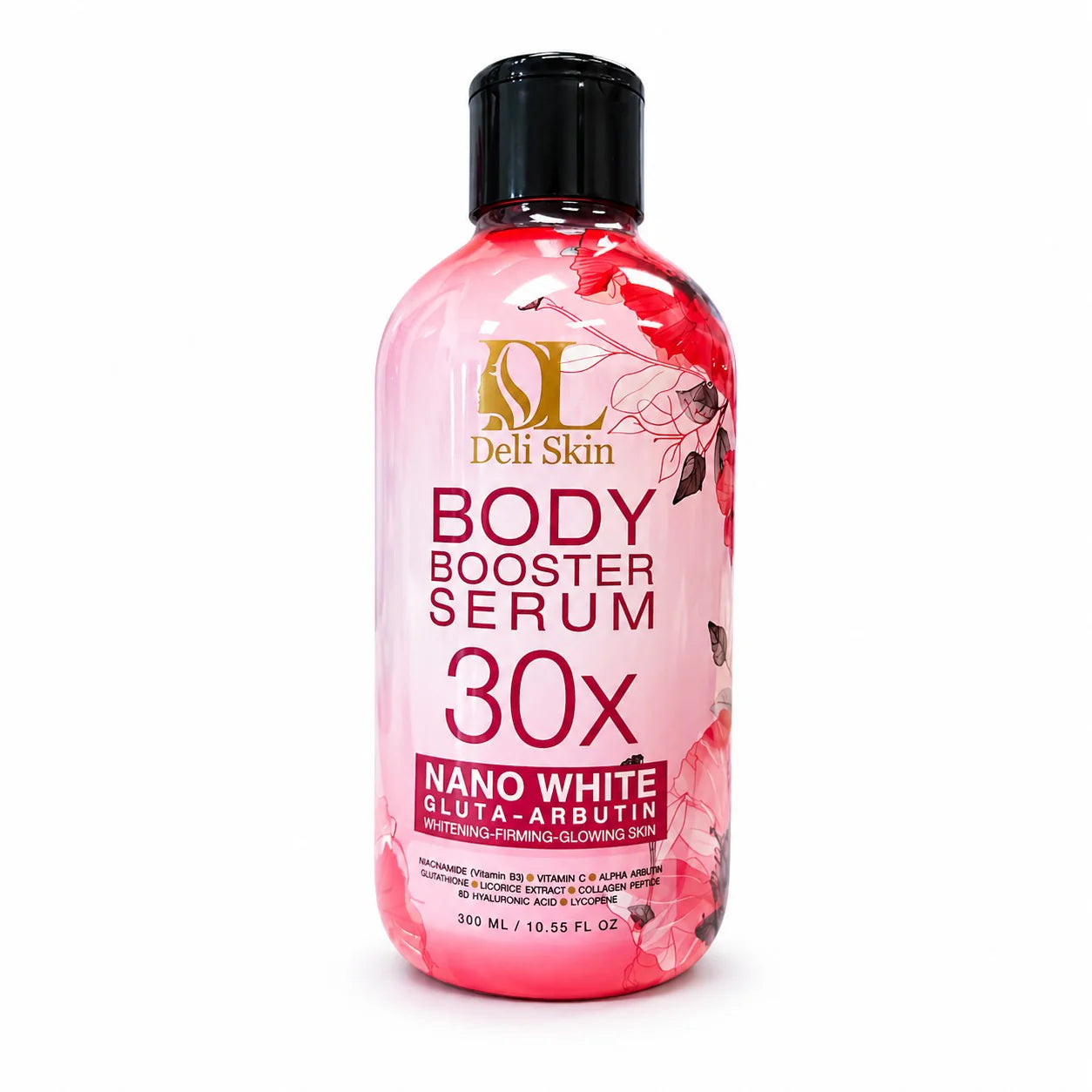 Deli Skin Body Booster Serum 30x Nano White Gluta Arbutin 300ml – Lightweight Hydrating & Radiance-Boosting Body Serum with Niacinamide, Vitamin C & Hyaluronic Complex