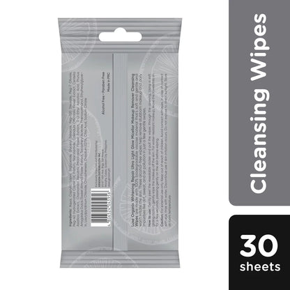 Luxe Organix Whitening Repair Ultra Light Glow Micellar Makeup Remover Cleansing Wipes 30s