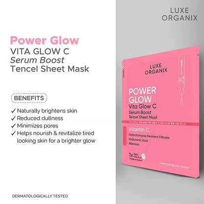 Luxe Organix Power Glow Serum Boost Sheet Mask