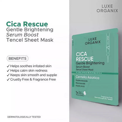 Luxe Organix Cica Brightening Repair Serum Boost Sheet Mask