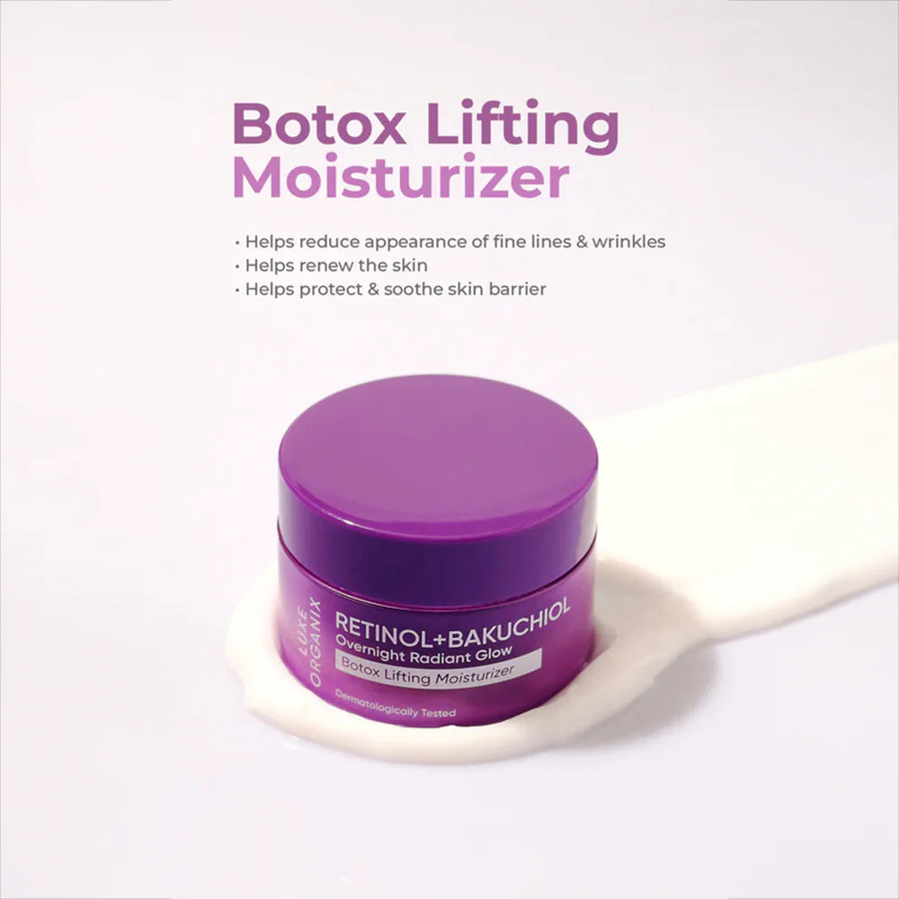 Luxe Organix Retinol + Bakuchiol Overnight Radiant Glow Botox Lifting Moisturizer