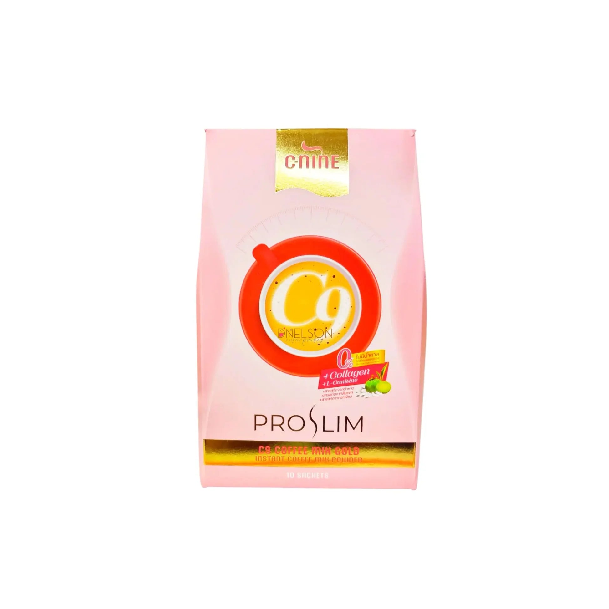 PRO SLIM C9 Coffee Mix Gold - Instant Coffee Powder with Collagen & Natural Extracts | 10 Sachets