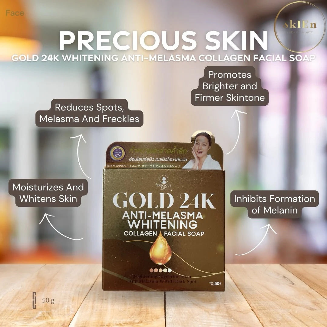 24K Anti-Melasma Whitening Collagen Facial Soap by Precious Skin Thailand 50g