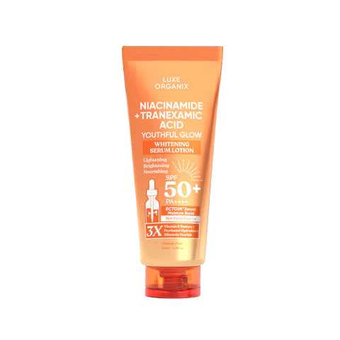 Luxe Organix Niacinamide + Tranexamic Acid Youthful Glow Whitening Serum Lotion Spf 50 Pa++++ 200Ml