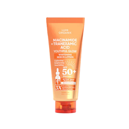 Luxe Organix Niacinamide + Tranexamic Acid Youthful Glow Whitening Serum Lotion Spf 50 Pa++++ 200Ml