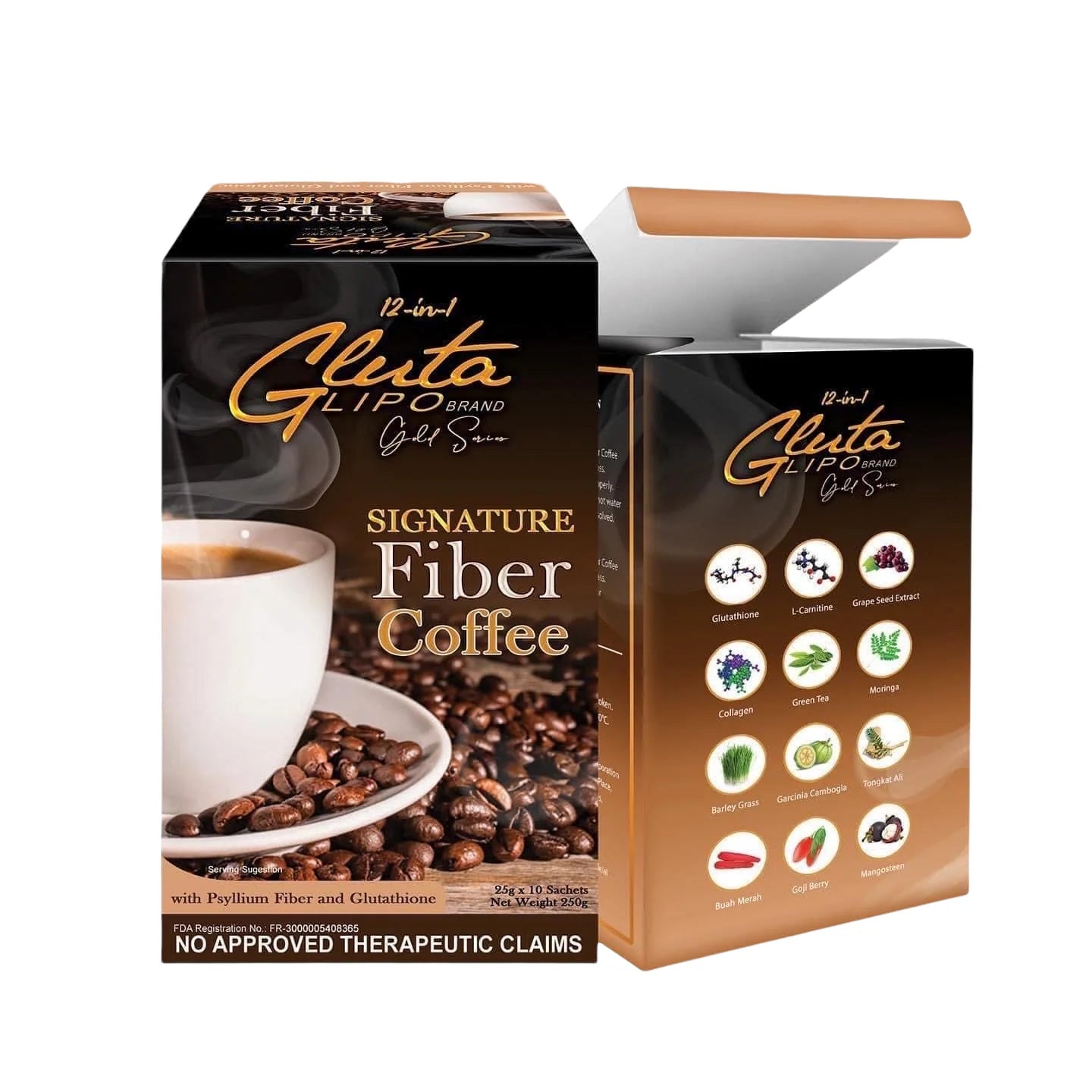 Gluta Lipo Gold Series Signature Fiber Coffee - 10 Sachets