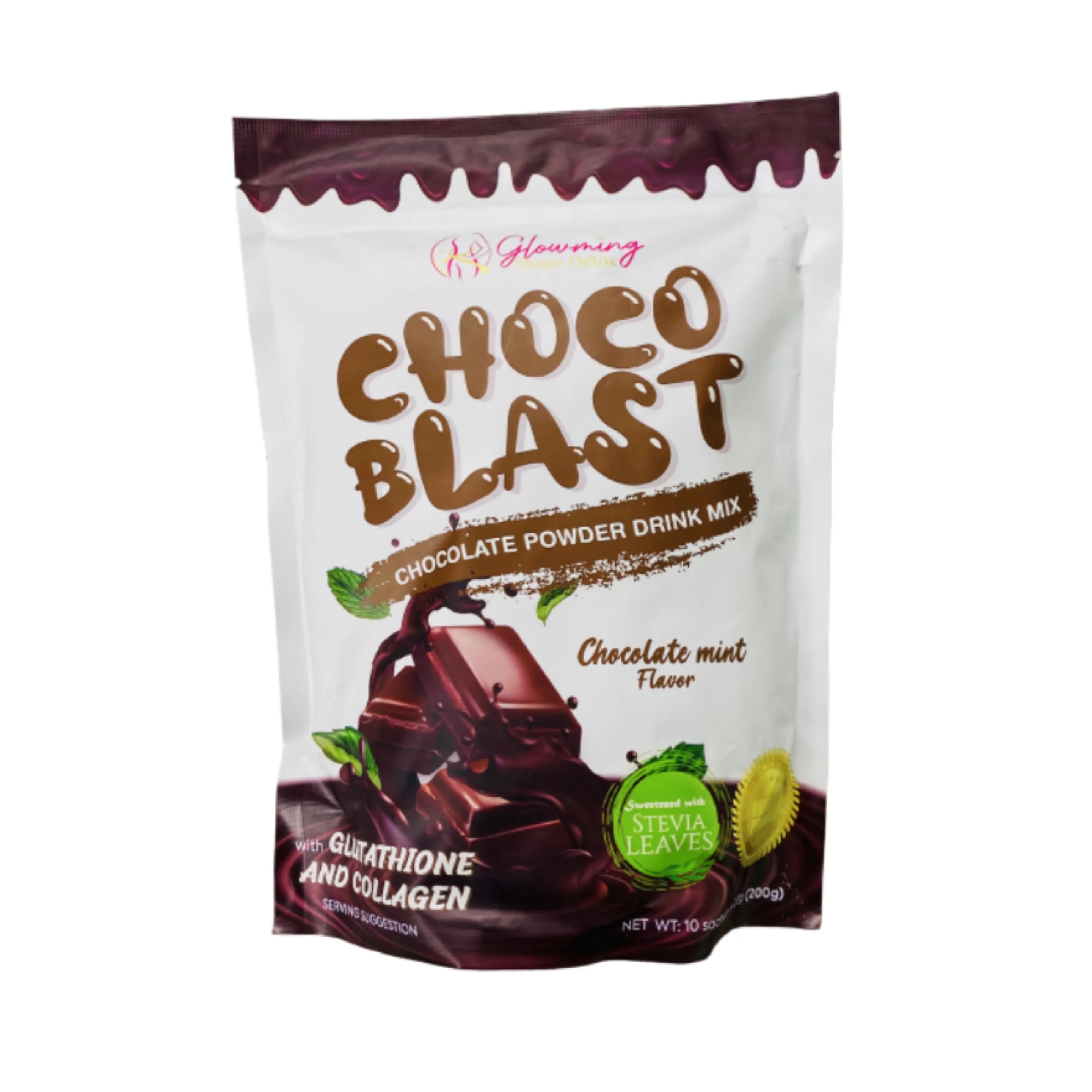 Glowming Shape Choco Blast by CC - Chocolate Mint Flavor, 10 Sachets