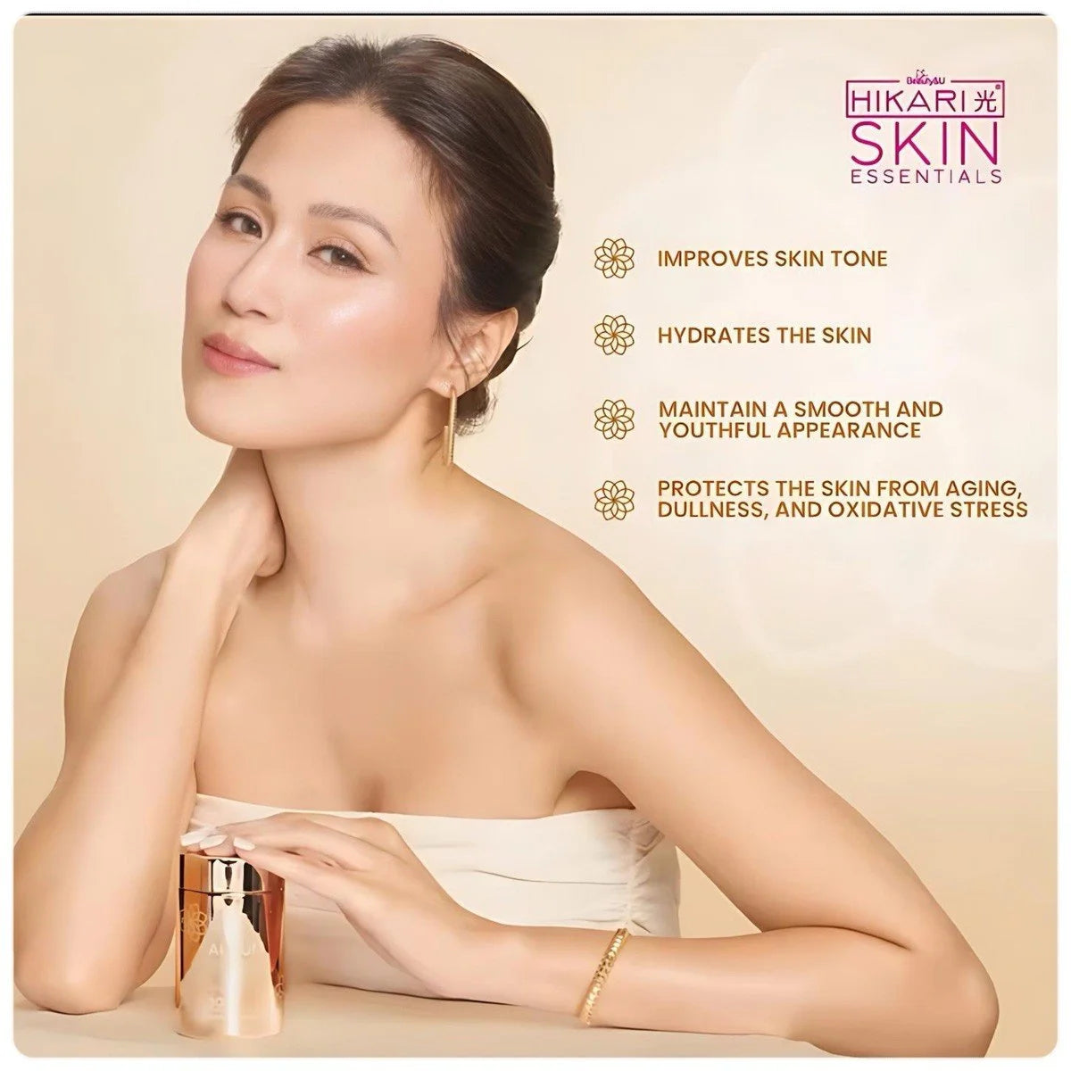 Hikari Skin Essentials AURUM S-Acetyl Glutathione Antioxidant Complex with Sakura, White Tomato & Ceramide – Skin Support Supplement – 30 Capsules