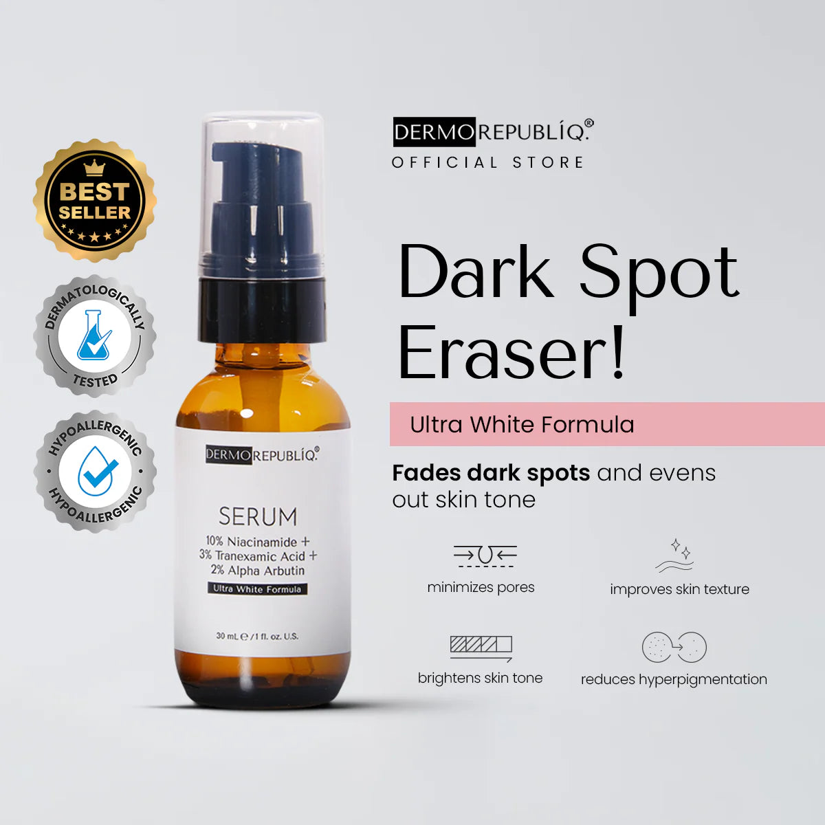 Dermorepubliq 10% niacinamide + 3% tranexamic acid + 2% alpha arbutin ultra white serum