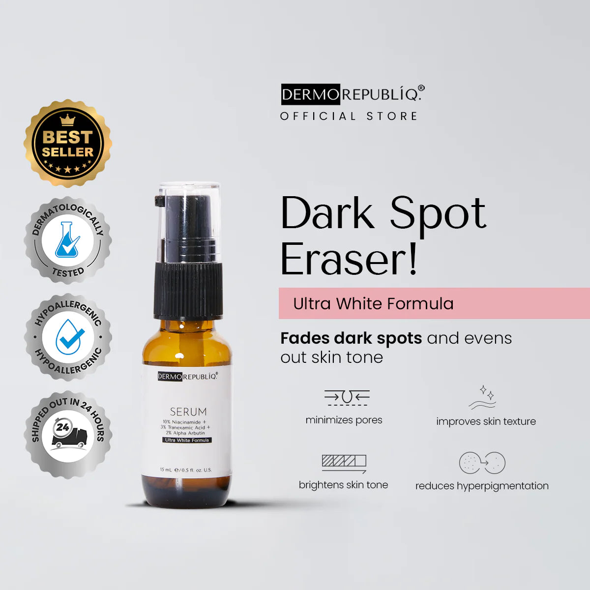 Dermorepubliq 10% niacinamide + 3% tranexamic acid + 2% alpha arbutin ultra white serum