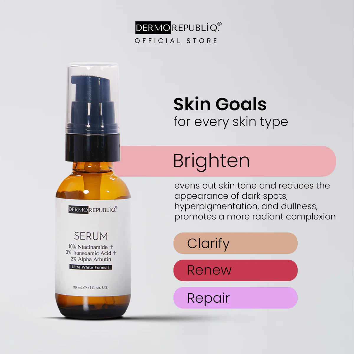 Dermorepubliq 10% niacinamide + 3% tranexamic acid + 2% alpha arbutin ultra white serum