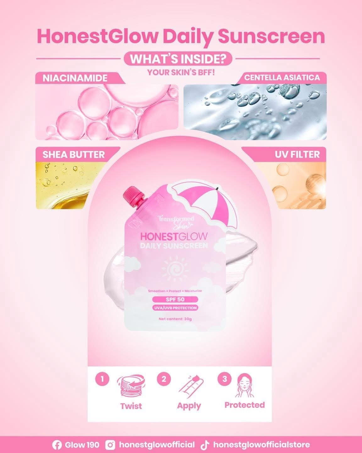 Transformed Skin Honest Glow Daily Sunscreen SPF 50 30g
